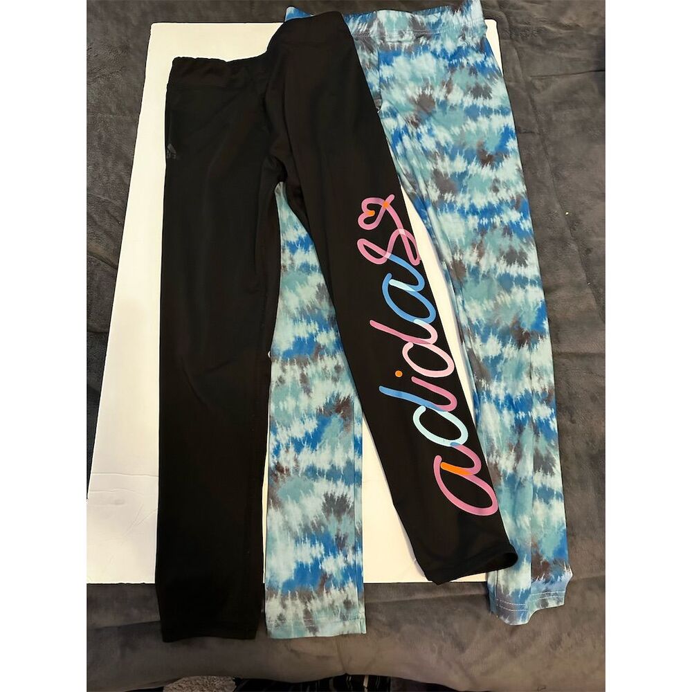 Adidas Girls' Tie-Dye Leggings 2-Pack Size M Multicolor Activewear